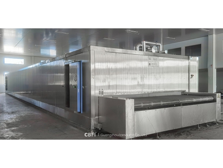 เครื่องแช่แข็งด่วนชนิดอุโมงค์กำลังการผลิต 2 ตันสำหรับบรอกโคลีและกะหล่ำปลีในประเทศจีน