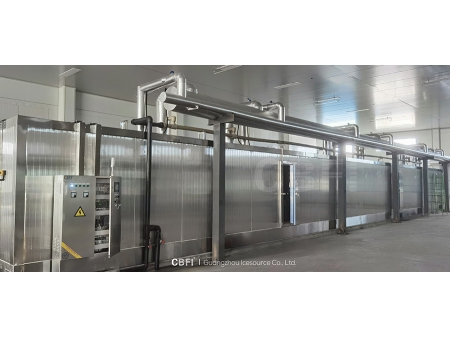 เครื่องแช่แข็งด่วนชนิดอุโมงค์กำลังการผลิต 2 ตันสำหรับบรอกโคลีและกะหล่ำปลีในประเทศจีน